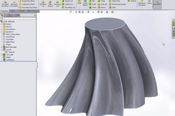 SolidWorks loft with 2 profiles and 1 guide curve