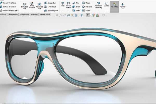 Sports Glasses modeled in SOLIDWORKS