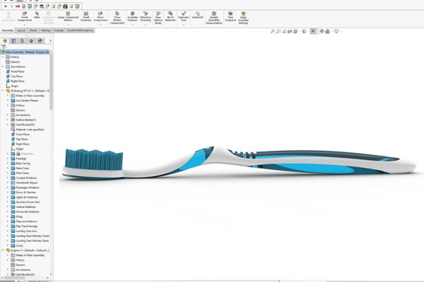 SOLIDWORKS Toothbrush surface modeling tutorial