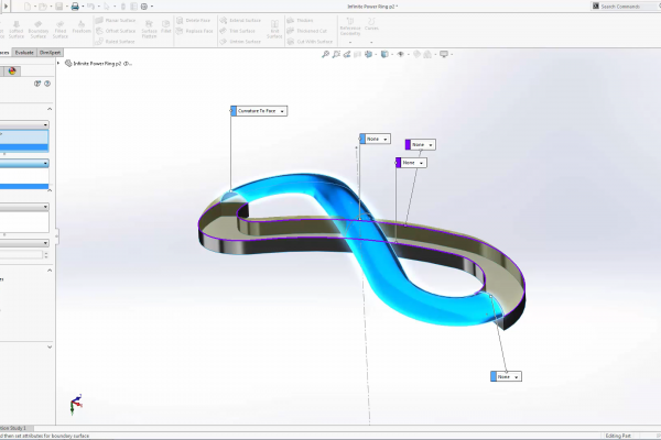 solidworks ring tutorial, model the infinite power symbol